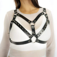 Leather Harness Fashion Accessory with Decorative Spike Details – Handmade Adjustable Design - Image 2
