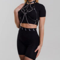 Leather Harness Fashion Accessory with Chain Details – Handmade Design - Image 3