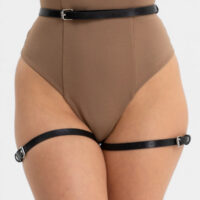 Handmade Leather Harness Fashion Accessory with Bow Details – Adjustable Design - Image 3