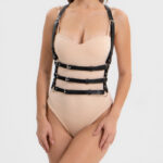 Handmade Leather Harness Fashion Accessory with Adjustable Multi-Strap Design