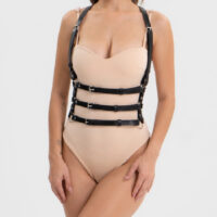 Handmade Leather Harness Fashion Accessory with Adjustable Multi-Strap Design