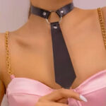 Leather Choker with Tie – Gothic Punk necklace Necklace, Adjustable Handmade Alternative Accessory