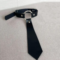 Leather Choker with Tie – Gothic Punk necklace Necklace, Adjustable Handmade Alternative Accessory - Image 3