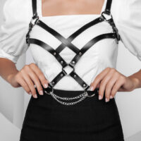 Handmade Leather Chain Harness – Adjustable Festival Strap Fashion Accessory - Image 3