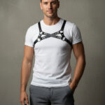 Handmade Leather Chest Harness: Adjustable Gothic Punk Strap Design