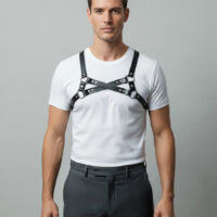 Handmade Leather Chest Harness: Adjustable Gothic Punk Strap Design - Image 5