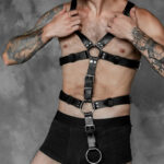 Handmade Leather Chest Harness: Adjustable Festival Strap Design