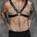 Handmade Leather Chest Harness: Adjustable Gothic Strap Design with Metal Ring Detail