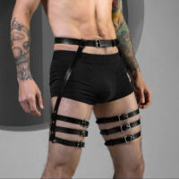 Handmade Leather Thigh Harness – Adjustable Leg Garters, Festival Clubwear - Image 3