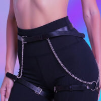 Handmade Leather Harness Fashion Accessory with Chain Details - Image 3