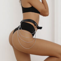 Handmade Leather Harness Fashion Accessory with Chain Details - Image 2