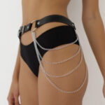 Handmade Leather Harness Fashion Accessory with Chain Details