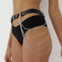Handmade Leather Harness Fashion Accessory with Chain Details