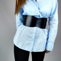 Wide Leather Corset Belt: Handmade Women's Underbust Waist Cincher - Image 3