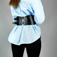 Wide Leather Corset Belt: Handmade Women's Underbust Waist Cincher - Image 5
