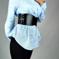 Wide Leather Corset Belt: Handmade Women's Underbust Waist Cincher - Image 6