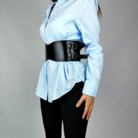Wide Leather Corset Belt: Handmade Women's Underbust Waist Cincher - Image 7