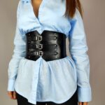 Handmade Leather Corset Belt: Wide Underbust Waist Cincher