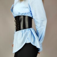 Handmade Leather Corset Belt: Wide Underbust Waist Cincher - Image 4