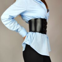 Handmade Leather Corset Belt: Wide Underbust Waist Cincher - Image 5