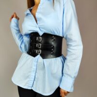 Handmade Leather Corset Belt: Wide Underbust Waist Cincher - Image 7