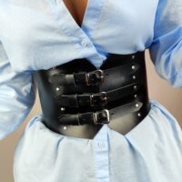 Handmade Leather Corset Belt: Wide Underbust Waist Cincher - Image 8