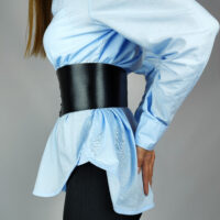 Wide Leather Corset Belt: Underbust Lace-Up Waist Cincher - Image 4