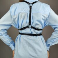 Black Leather Double Belt Body Harness - Image 7