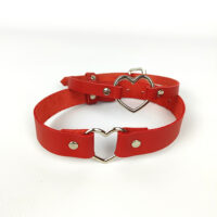 Genuine Leather Neck Choker with Ring - Handmade - Image 3