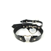 Genuine Leather Neck Choker with Ring - Handmade - Image 6