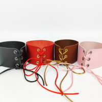 Genuine Leather Lace-Up Choker: Edgy Goth Accessory - Image 5