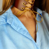 Genuine Leather Lace-Up Choker: Edgy Goth Accessory - Image 3
