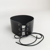 Genuine Leather Lace-Up Choker: Edgy Goth Accessory - Image 9
