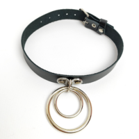 Real Leather D & Metal Ring Detail Choker: Handmade Goth Punk Necklace - Image 7