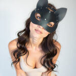 Leather Cat Mask - Halloween Costume Accessory