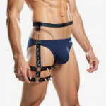 Men's garters with metal studs made of genuine leather . Men's leather leg harness .Mens harness Support Belt, Strap Design Men's harness