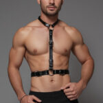 Genuine Leather Men's Chest Harness: Shoulder Straps, Brutal Style