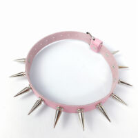 Genuine leather choker with metal studs in gothic style - Image 3