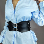 Wide Leather Corset Belt: Handmade Women's Waist Belt