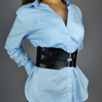 Wide Leather Corset Belt: Handmade Women's Waist Belt - Image 4