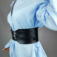 Wide Leather Corset Belt: Handmade Women's Waist Belt - Image 5