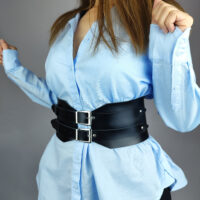 Wide Leather Corset Belt: Handmade Women's Waist Belt - Image 7