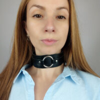 Handmade Leather Choker with Ring: Goth Punk necklace - Image 6